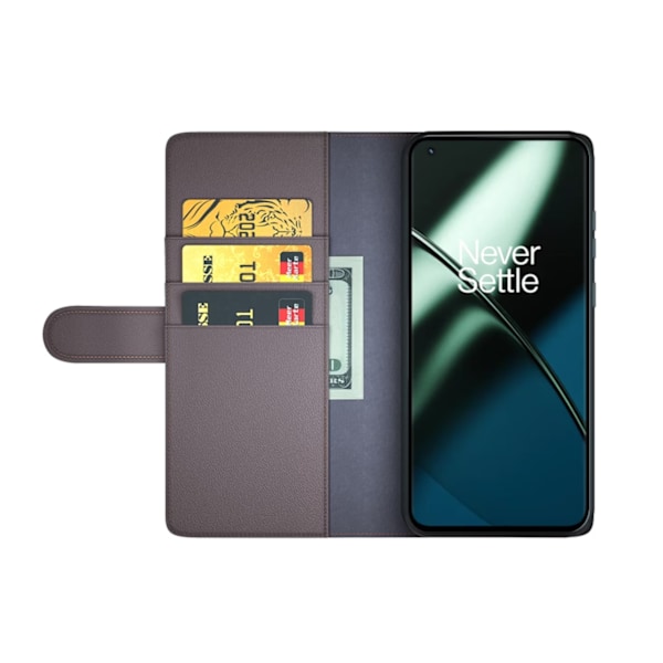 OnePlus 11 5G Plånboksfodral Äkta Läder - Brun