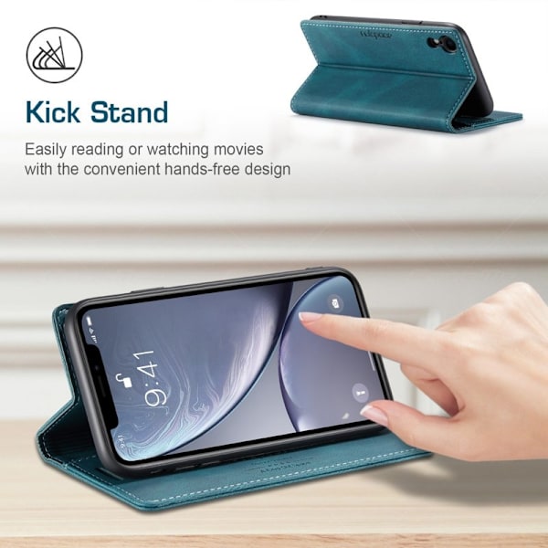AUTSPACE A01 iPhone XR Plånboksfodral Konstläder - Blå