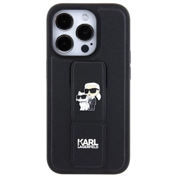 KARL LAGERFELD iPhone 11/XR Mobilskal Gripstand Saffiano Pins Svart