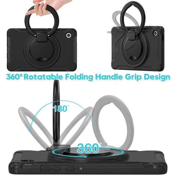 Mobilskal till Galaxy Tab A11 Rotary Kickstand Handle - Svart Svart