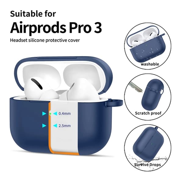 Tech-Protect Apple Airpods Pro 3 Skal Silikon Hook - Marinblå Blå