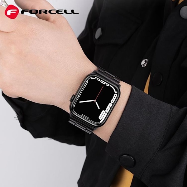 Forcell Apple Watch (42/44/45/49mm) Armband F-Design - Svart Svart