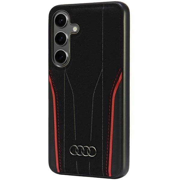 Audi Telefontaske til Galaxy S24 MagSafe MagSafe Ægte Læder - Sort/Rød