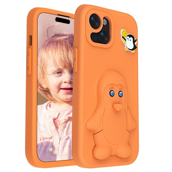Penguin Mobilskal till iPhone 14/13 Kickstand Stöttålig EVA - Orange