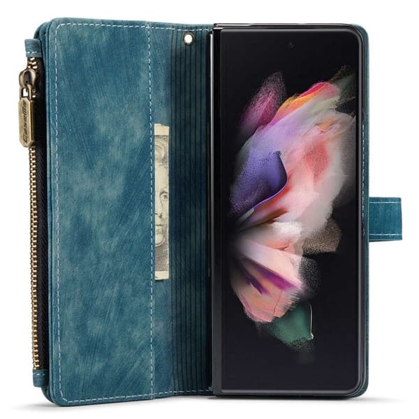 CASEME Konstläder Plånboksfodral för Samsung Galaxy Z Fold4 5G - Blå