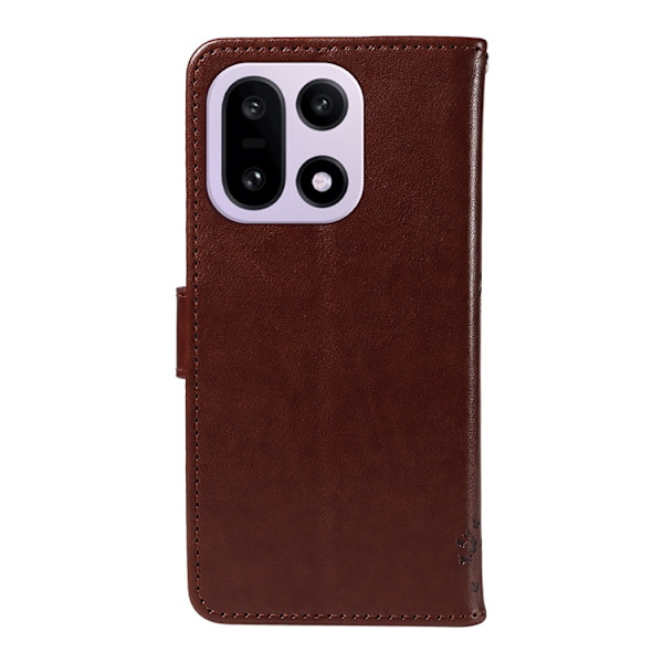 OnePlus 15 5G Plånboksfodral Cat Tree Pattern Konstläder Brun