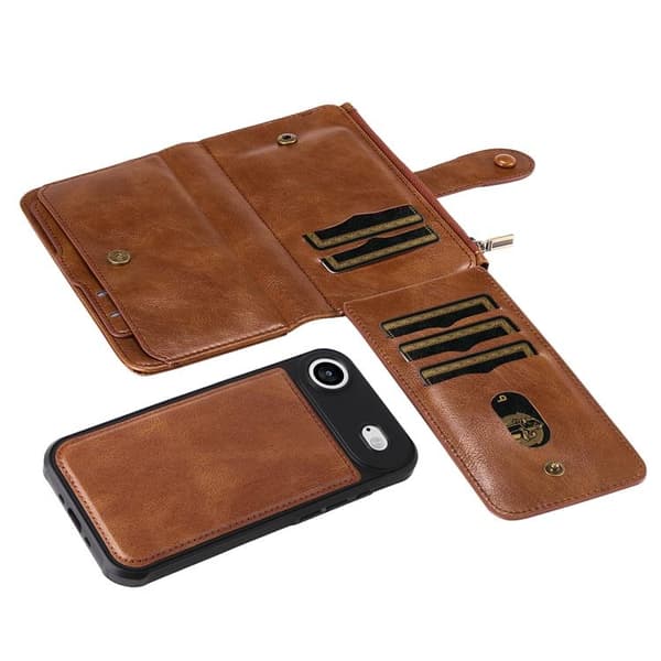 iPhone Air Konstläder Plånboksfodral Detachable Zipper - Brun Brun