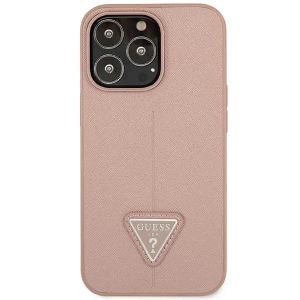 GUESS iPhone 14 Pro Max Skal Saffiano Triangle Logo - Rosa Rosa