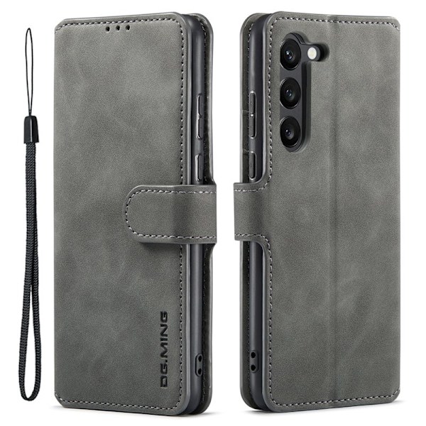 DG.MING Galaxy S23+ Retro Plånboksfodral Konstläder Full Skydd Grå