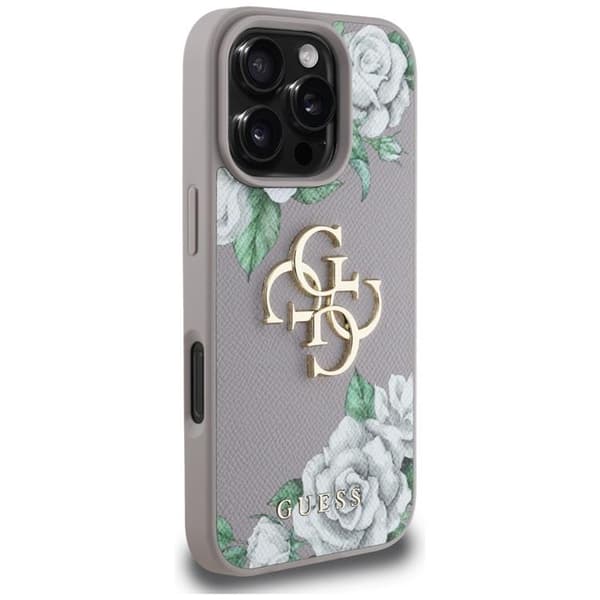 Guess Telefontaske til iPhone 16 Pro Kornede Roser Stort 4G Logo - Lilla Lila