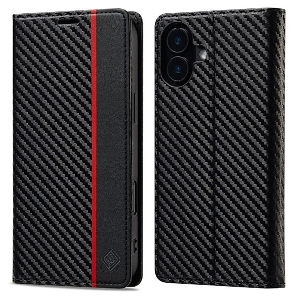 LC.IMEEKE iPhone 16 Plus Plånboksfodral Konstläder - Vertikal Rand