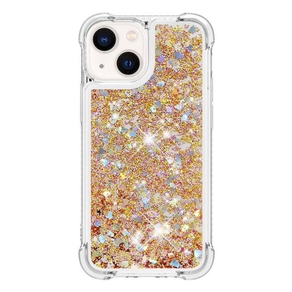 iPhone 14 Plus Skal Liquid Floating Glitter - Guld