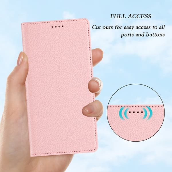 OnePlus 15 Plånboksfodral RFID-Skydd Litchi Konstläder Rosa