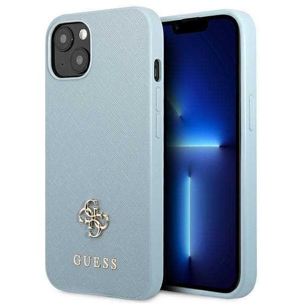 Guess iPhone 13 mini Skal Saffiano Small Metall Logo - Blå