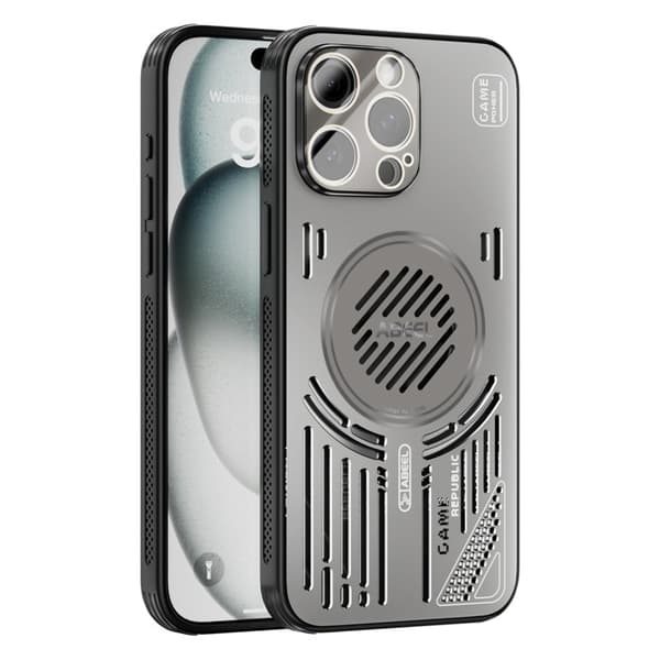 ABEEL Mobilskal till iPhone 15 Pro Max Aluminium + PC + TPU - Grå