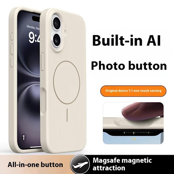 Mobilskal till iPhone 16 MagSafe Liquid Silikon Microfiber Lining - Antikvit Vit