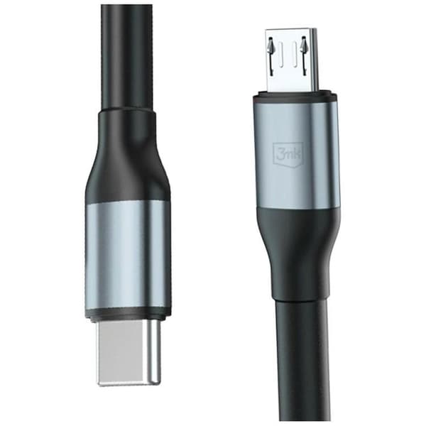 3MK USB-C till Micro-USB 10W Kabel 5V/2A 3m N-SERIES Hyper - Svart Svart