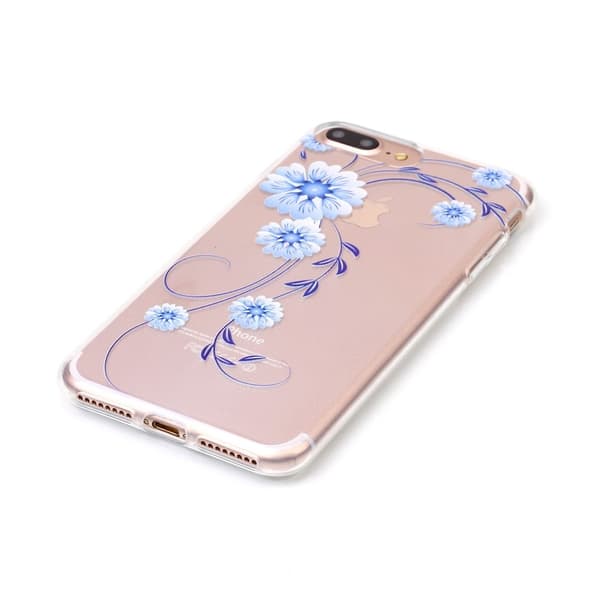 TPU Mobilcover iPhone 7 Plus - Blå Blomster Blue