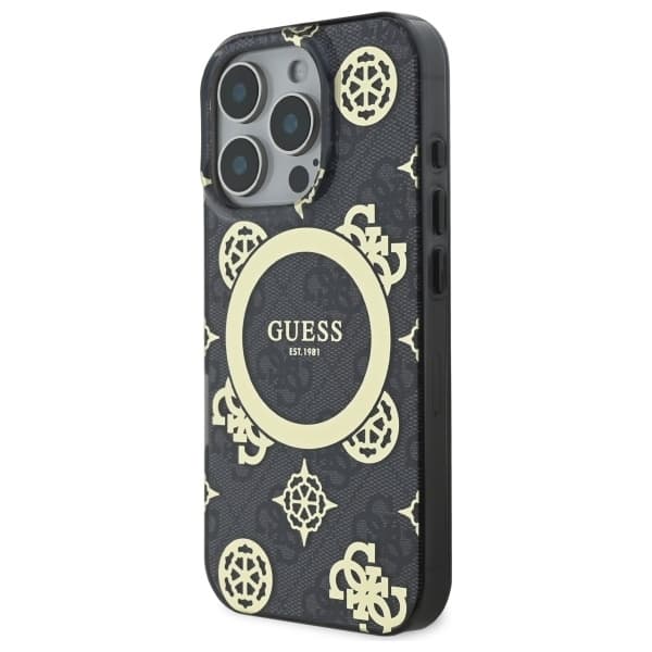Guess telefontaske til iPhone 16 Pro Max MagSafe IML Peony På 4G - Sort Black