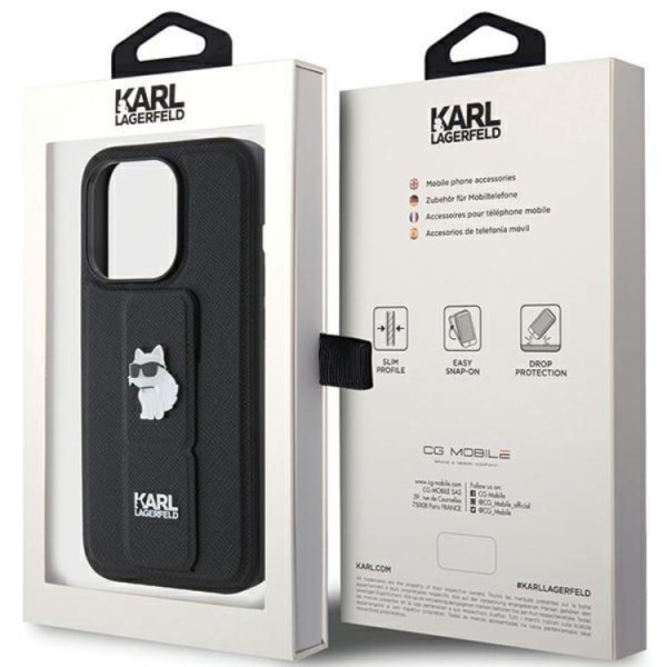 Karl Lagerfeld iPhone 15 Pro -mobiilikotelo kahvatelineen Saffiano Pins
