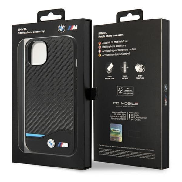 BMW iPhone 14 Plus Skal Læder Carbon - Sort Black