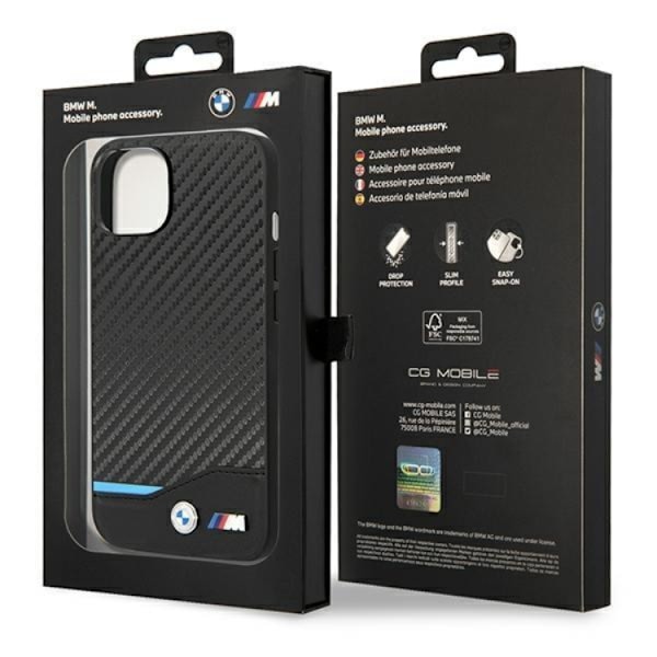 BMW iPhone 14 Plus Skal Läder Carbon - Svart Svart