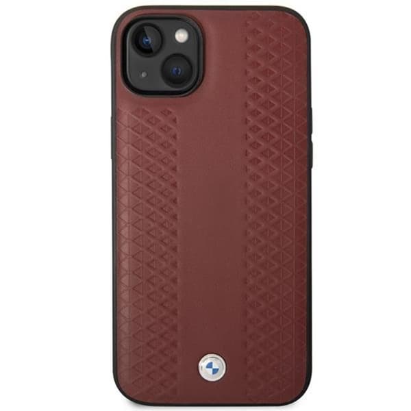 BMW Mobilskal till iPhone 14 Läder Diamond Pattern - Burgundy Lila