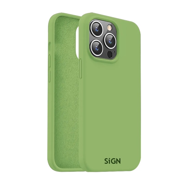 SIGN iPhone 15 Pro Mobile Case nestemäinen silikoni - vihreä