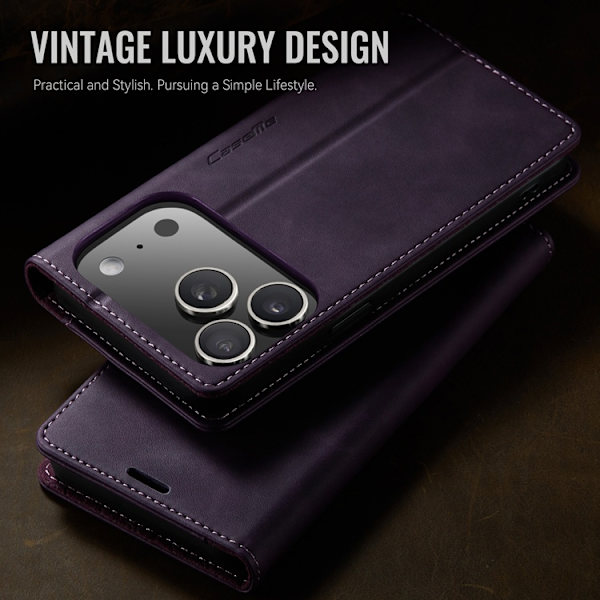 Caseme iPhone 17 Pro Max Plånboksfodral RFID-Skydd 033 Lila