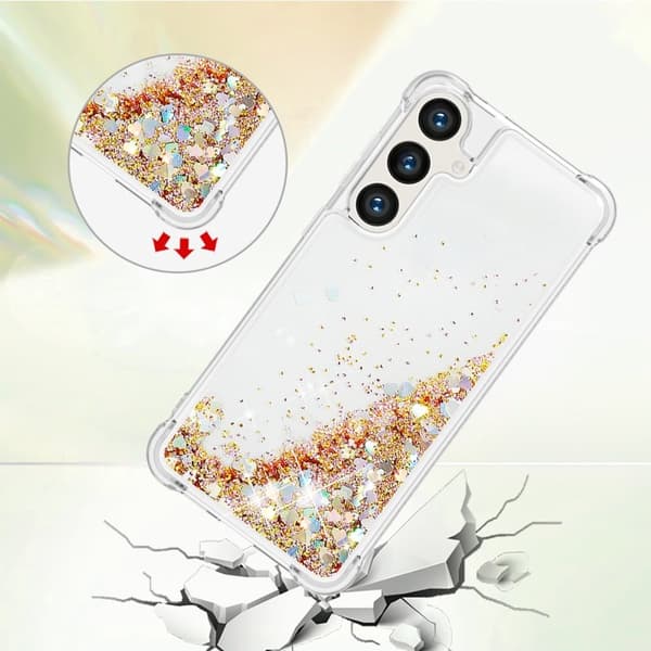 Mobilskal till Samsung Galaxy S26 Pro TPU Glittrande Stötsäker - Guld / Hjärtar