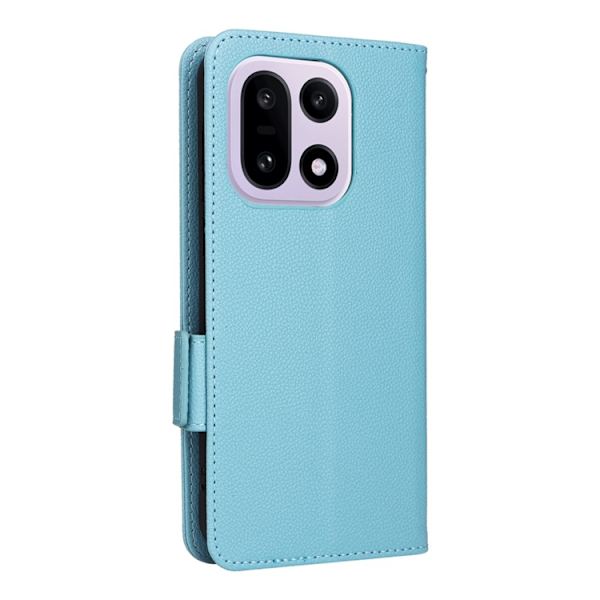 OnePlus 15 5G Plånboksfodral Litchi Texture Konstläder - Blå Blå