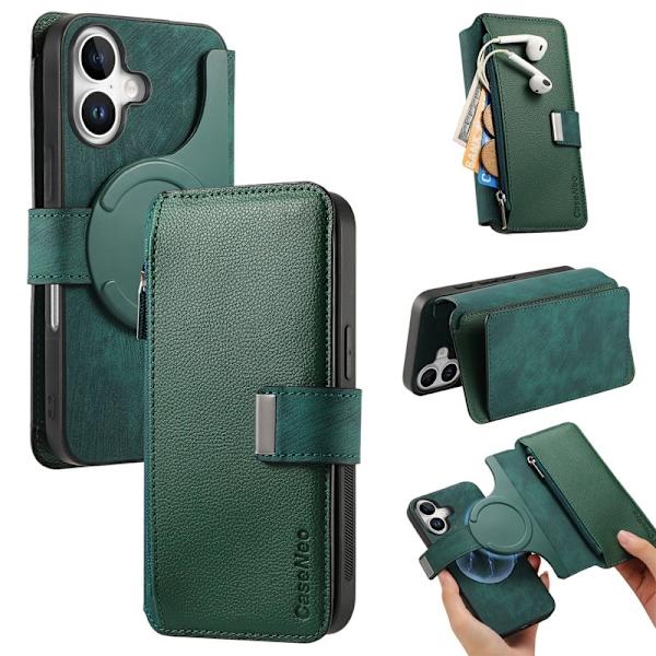 CASENEO MW-02 iPhone 16 Plus Plånboksfodral Konstläder - Grön