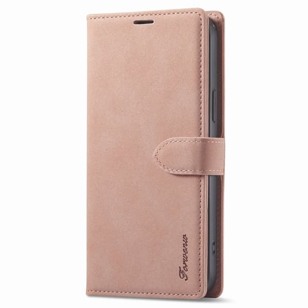 FORWENW iPhone 15 Plånboksfodral Konstläder Ställ - Roséguld
