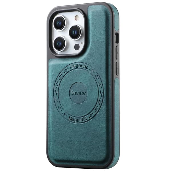 DENIOR A13 Mobilskal till iPhone 15 Pro Max PU Läder Coated PC - Grön