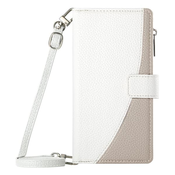 Samsung Galaxy S26 Plus Plånboksfodral Dragkedja Konstläder Flip - Vit