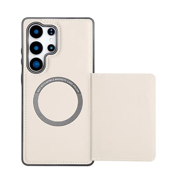Galaxy S25 Ultra Konstläder Plånboksfodral MagSafe Detachable - Vit Vit