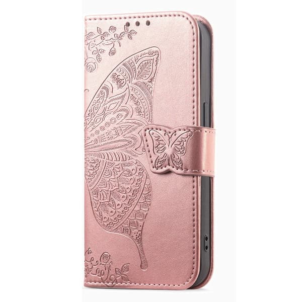 Plånboksfodral för Samsung Galaxy S26 Konstläder med rem - Roséguld