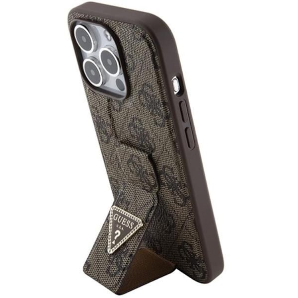Guess iPhone 15 Mobilskal Grip Stand Triangle Strass - Brun