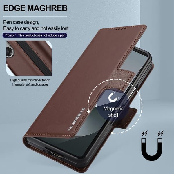 LC.IMEEKE L1 Samsung Galaxy Z Fold6 Plånboksfodral Konstläder - Brun