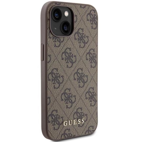 Guess iPhone 15 Mobilskal 4G Metal Gold Logo - Ruskea