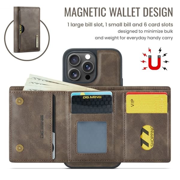 DG.MING M6 Series Mobilskal till iPhone 15 Pro Max Magnetiskt Brun