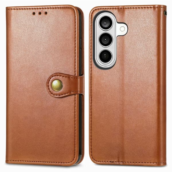 Plånboksfodral för Samsung Galaxy S26 Plus Konstläder Stativ - Brun