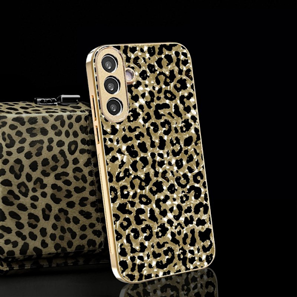 Mobilskal för Samsung Galaxy S26 Plus Leopardmönster PC + TPU - Guld