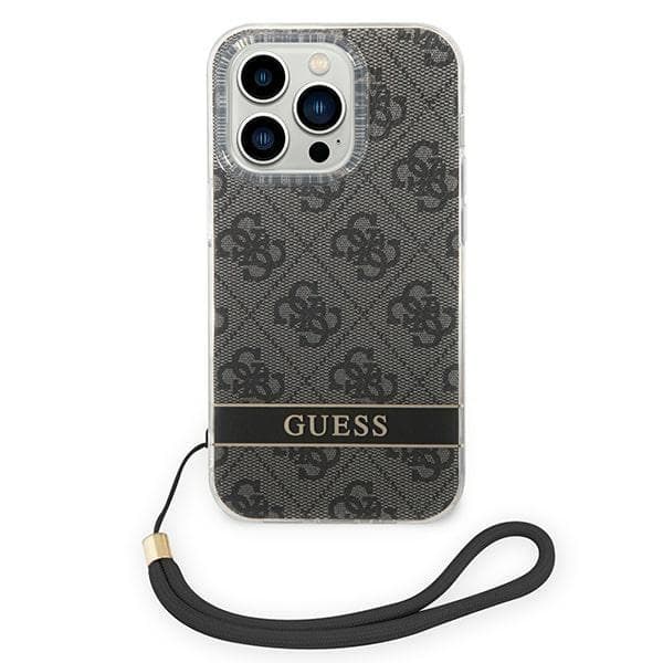 GUESS iPhone 14 Pro Skal 4G Print Strap - Sort Black