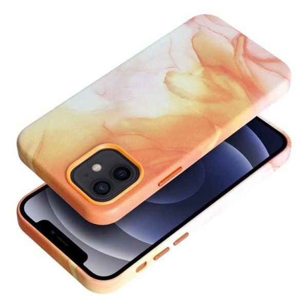 iPhone 12 Pro Magsafe Cover nahka - Oranssi Splash
