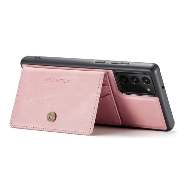 JEEHOOD Galaxy Note20 Plånboksfodral Detachable Konstläder TPU Roséguld