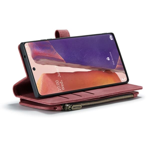 CASEME Konstläder Plånboksfodral för Samsung Galaxy Note20 - Röd