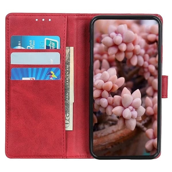 Sony Xperia 1 VII Plånboksfodral Cowhide Konstläder - Röd Röd