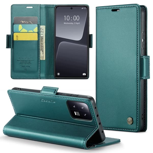 CASEME Xiaomi 13 Plånboksfodral Konstläder RFID-Skydd Grön