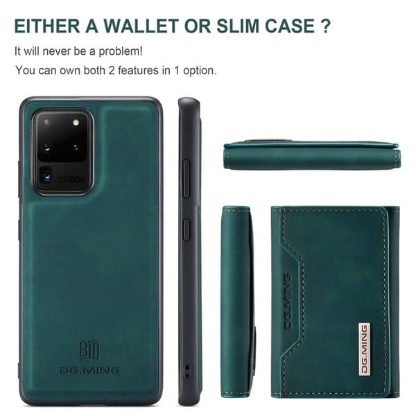 DG.MING M2 Series Tri-Fold Wallet Mobilskal för Samsung Galaxy S20 Ultra - Grön